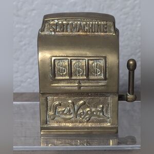 Vintage Brass Las Vegas  Machine Paper Weight